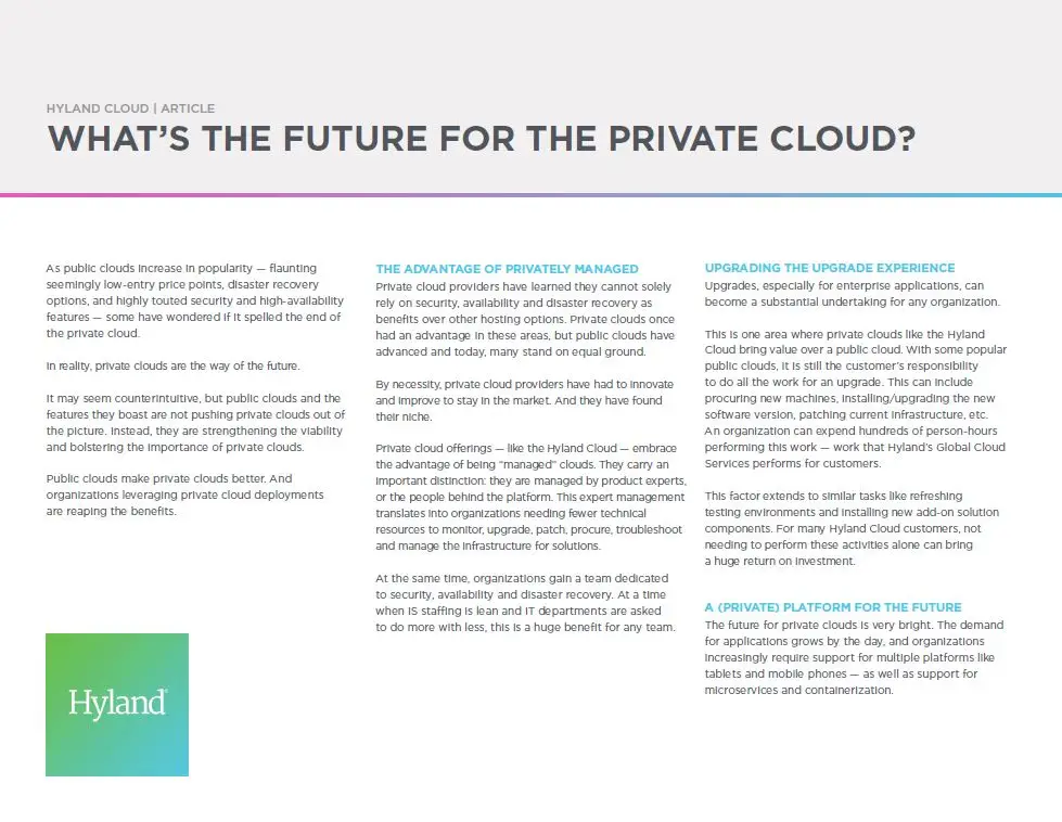 Private Cloud, Public Cloud, Hyland, Kyocera, Software, Document Management, Ditto Copy Systems