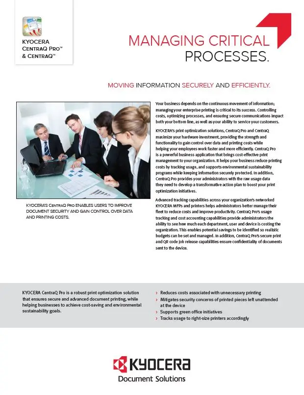 Kyocera, Software, Cost Control, Security Centraq Pro, Ditto Copy Systems