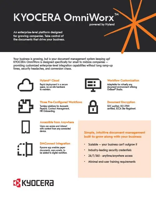 Kyocera, Software, Document Management, Kyocera Omniworx, Powered By Hyland, Ditto Copy Systems