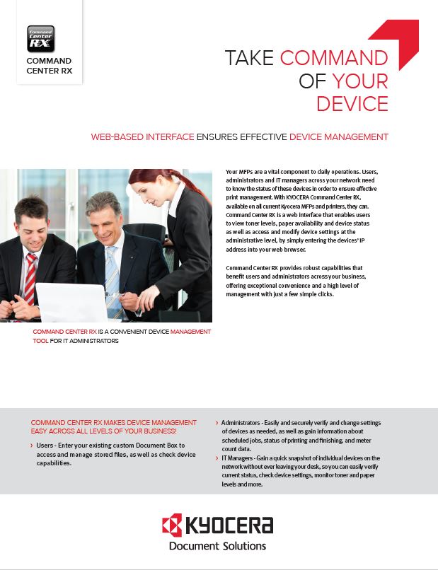 Kyocera, Software, Network, Device Management, Command Center Rx, Ditto Copy Systems